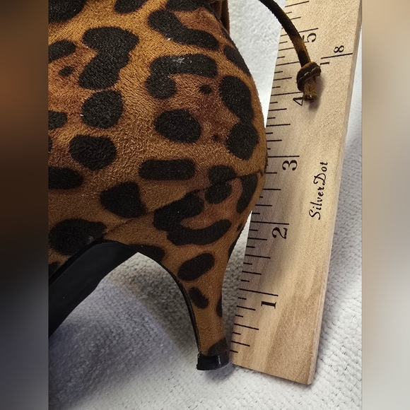 Leopard Print Pointed Toe Bow Kitten Heel Cut Ankle Booties Side Zip Boot Sz 7.5 - Picture 13 of 16